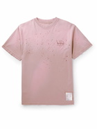 Satisfy - Distressed Logo-Print MothTech™ Cotton-Jersey T-Shirt - Pink