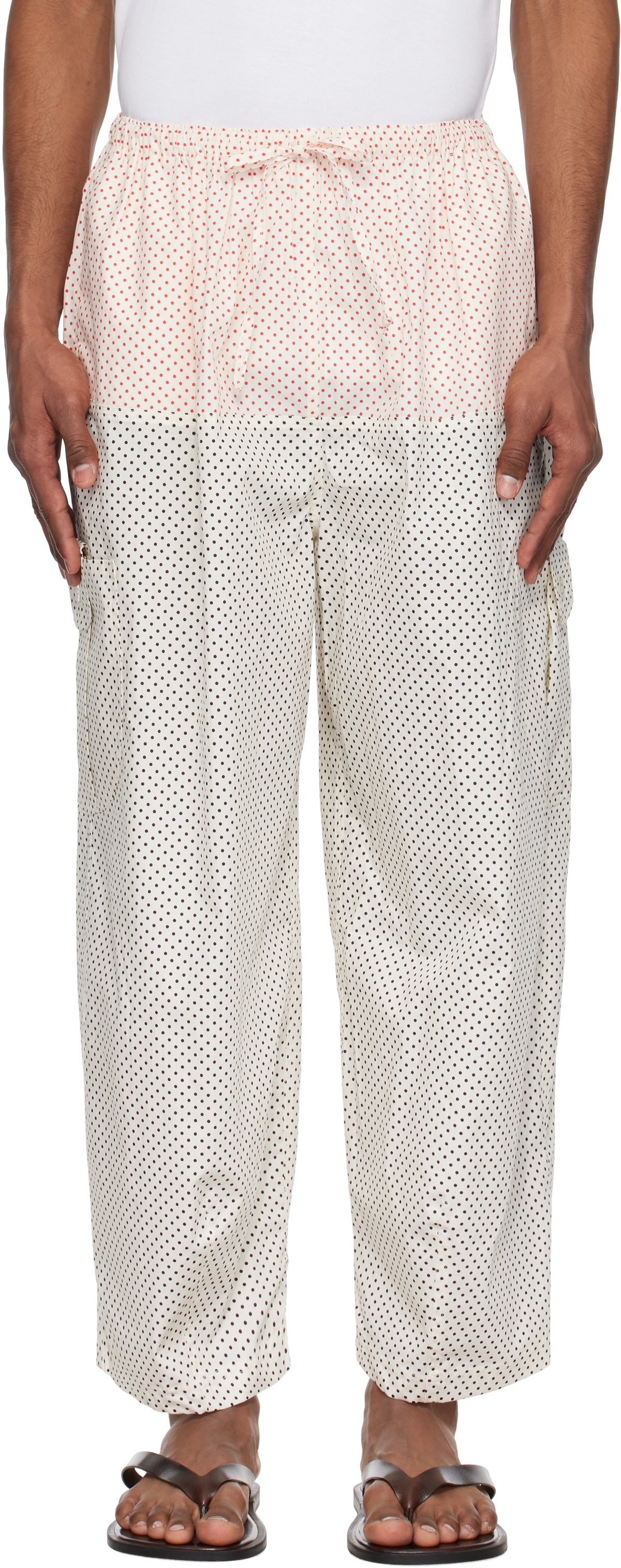 SC103 White & Black Margin Cargo Pants