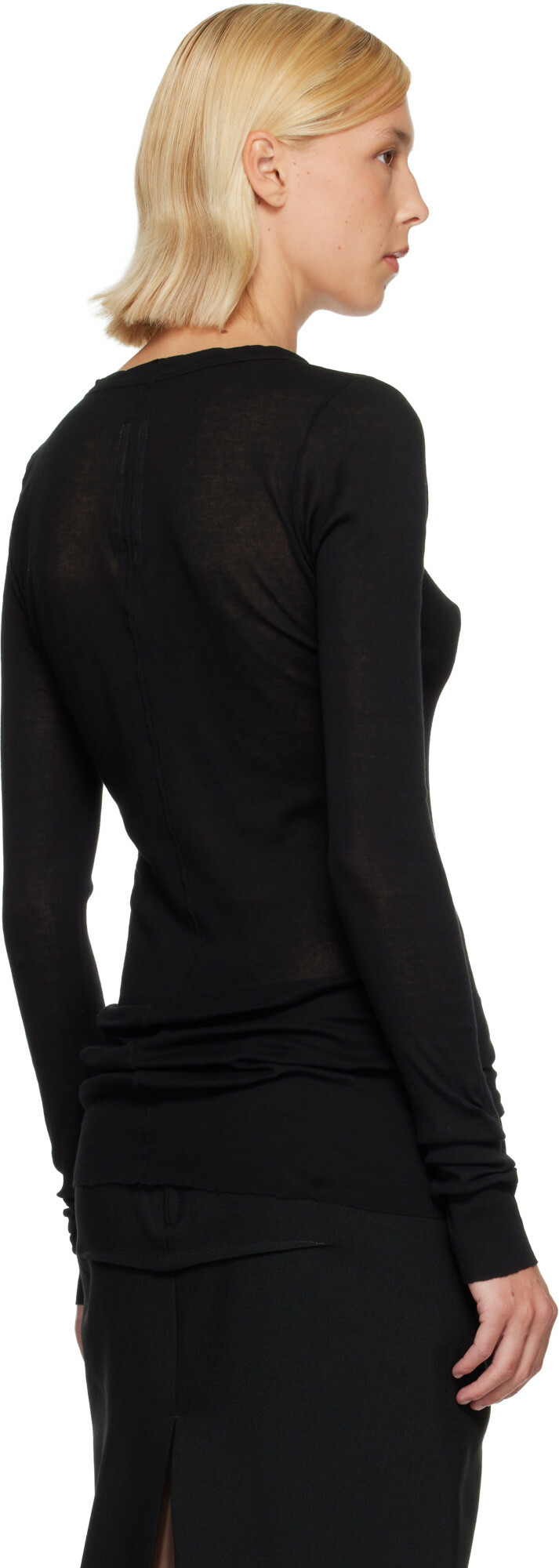 Rick Owens Black Tower Rib LS T-shirt