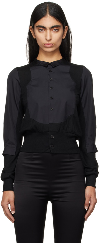 Photo: Noir Kei Ninomiya Black Hybrid Cardigan