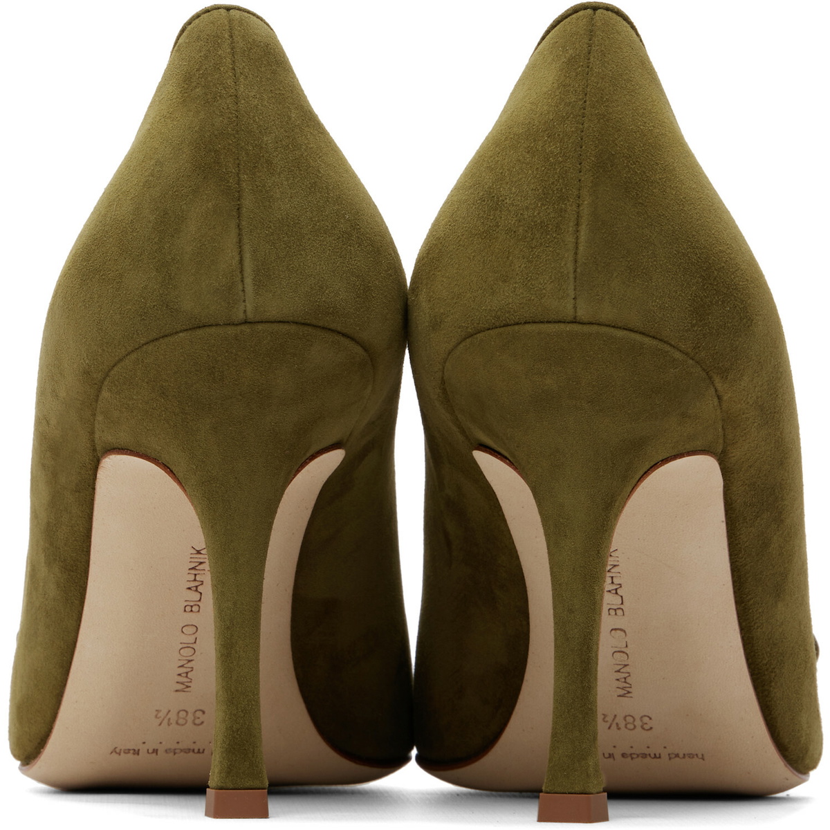 Manolo Blahnik Khaki Maysalepump 90 Heels