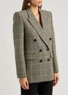 Chloe Women's Checked Double-breasted Wool Blazer Size 40 (UK12 / M), Features Peaked Lapels & Padded Shoulders Multicoloured 1