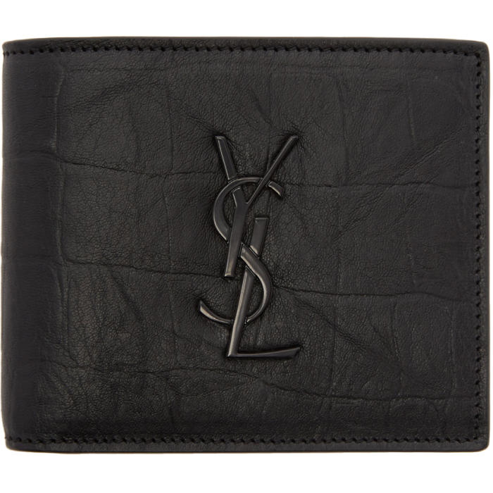 Photo: Saint Laurent Black Croc Monogram East-West Wallet