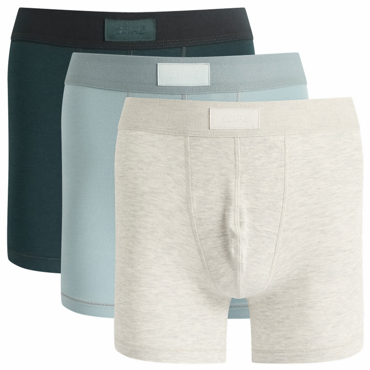 Photo: SKIMS Men's Cotton Boxer Brief 3" - 3-Pack in Verdant Multi