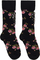 Simone Rocha Black Tiny Flower Jacquard Embellished Ankle Socks