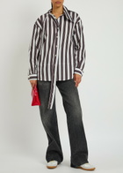 Meryll Rogge Deconstructed Striped Cotton-poplin Shirt White And Black