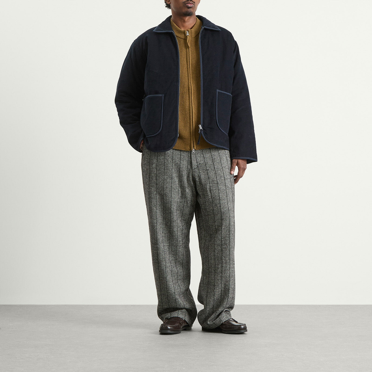 Kardo Men's Cord Double Zip Jacket in Navy