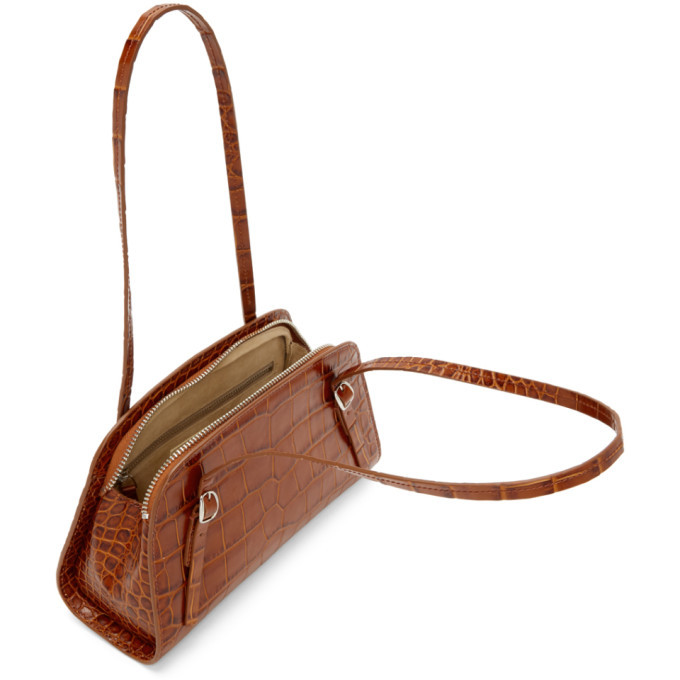 BY FAR Brown Croc Lora Shoulder Bag By Far