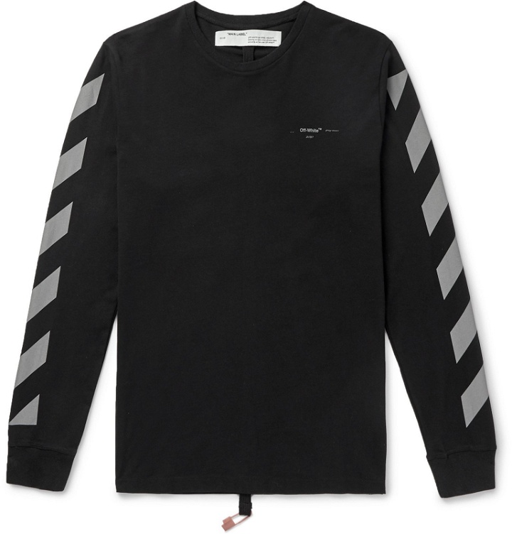 Photo: Off-White - Glow-In-The-Dark Printed Cotton-Jersey T-Shirt - Black