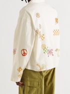 STORY MFG. - Short On Time Embroidered Printed Organic Cotton Overshirt - Neutrals - S
