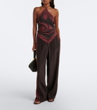 SIR Printed silk satin scarf top
