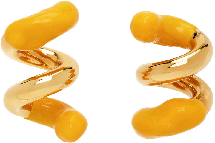 Photo: SUNNEI Gold & Yellow Fusillo Rubberized Earrings