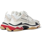 Balenciaga - Triple S Mesh, Nubuck and Leather Sneakers - White