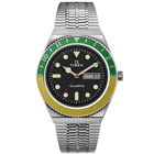 Timex Q Watch in Silver/Green/Yellow