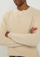 The Elder Statesman Waffle Cashmere-knit Henley Jumper Natural