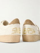 Golden Goose - Ball Star Distressed Suede-Trimmed Canvas Sneakers - Neutrals
