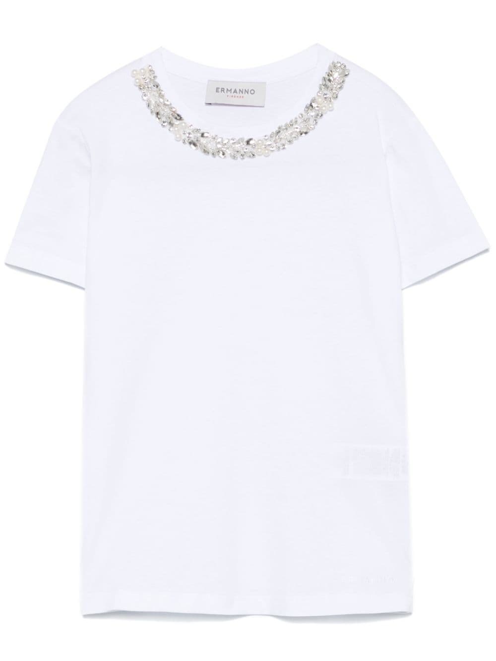 ERMANNO - Embroidered Cotton T-shirt
