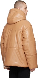 Nanushka Tan Hide Vegan Leather Puffer Jacket