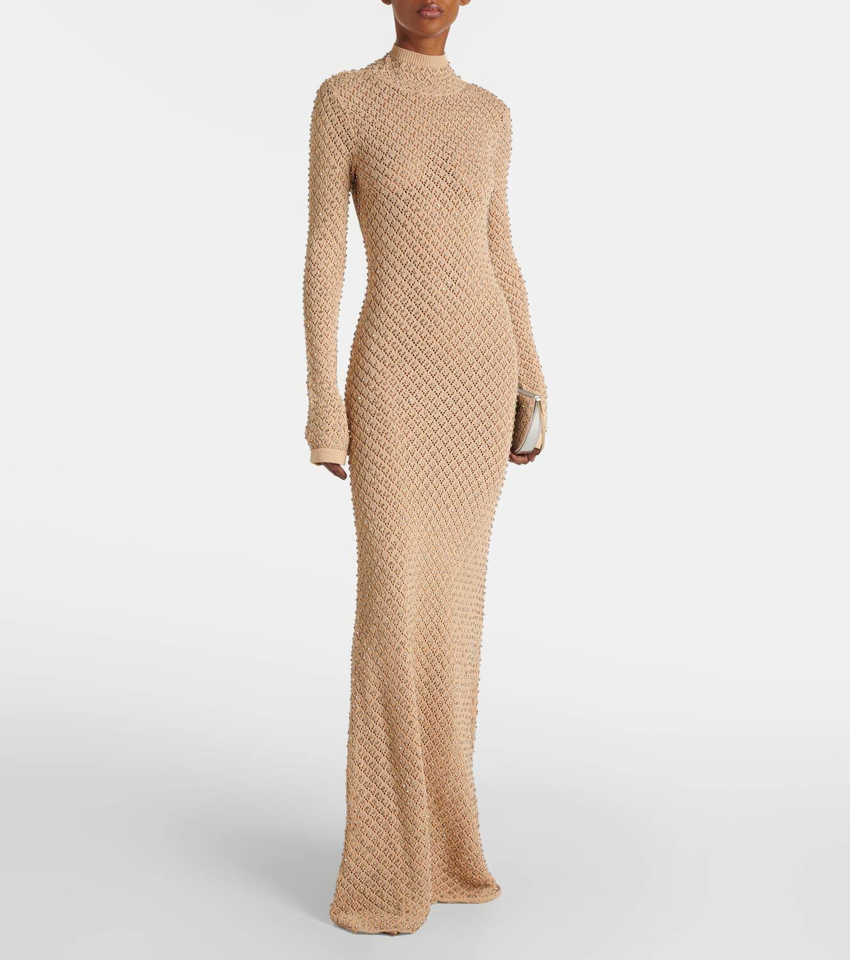 knit white maxi dress Sandrine Off Shoulder Knit Maxi Dress / White | MESHKI main image 1