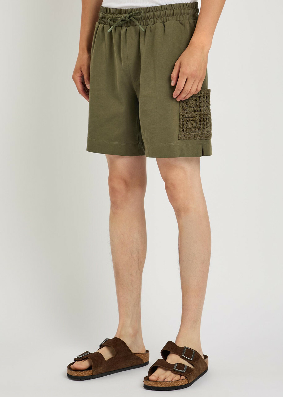 Che Inigo Crochet and Jersey Shorts Dark Green