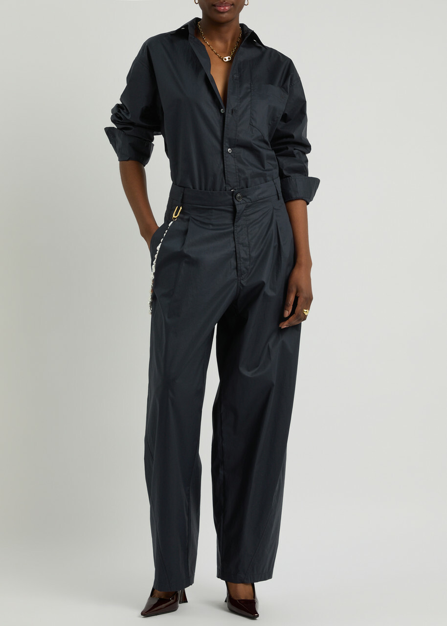 Darkpark Anne Cotton-poplin Shirt Navy