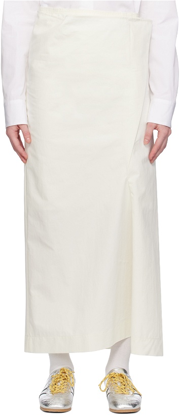 Photo: Commission White Paneled Midi Skirt