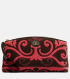 Valentino Garavani VLogo leather-trimmed terry pouch