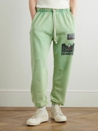 RRR123 - Flag Logo-Appliquéd Printed Cotton-Jersey Sweatpants - Green