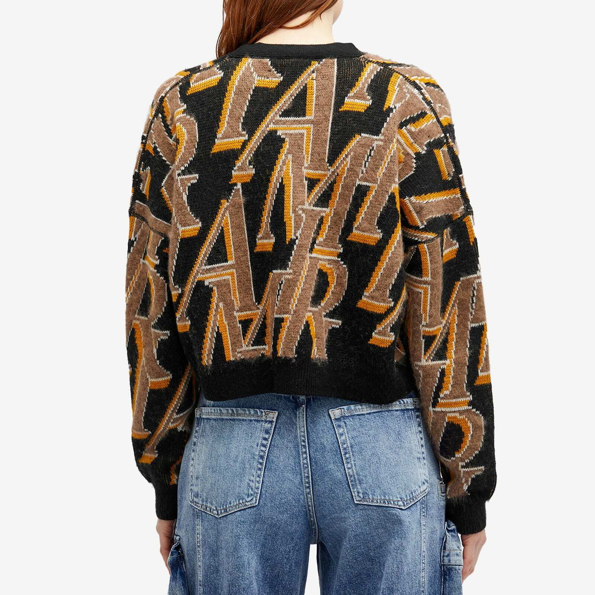 AMIRI Women's All Over Logo Cardigan in Black