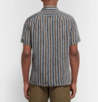Monitaly - Camp-Collar Striped Linen Shirt - Men - Gray