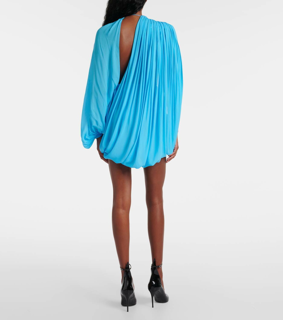 Alaïa Asymmetric draped georgette minidress ALAÏA