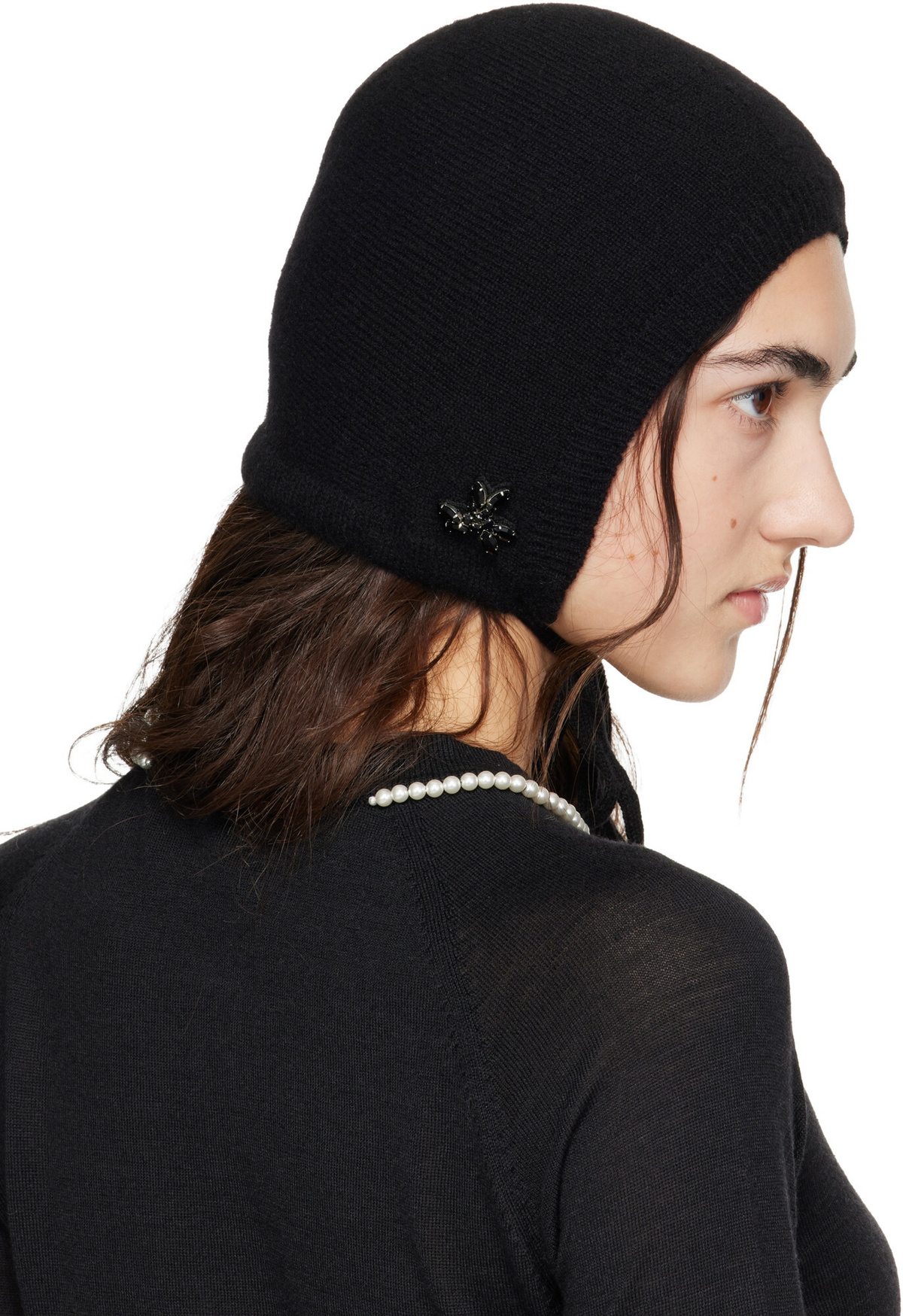Simone Rocha Black Cashmere Bonnet
