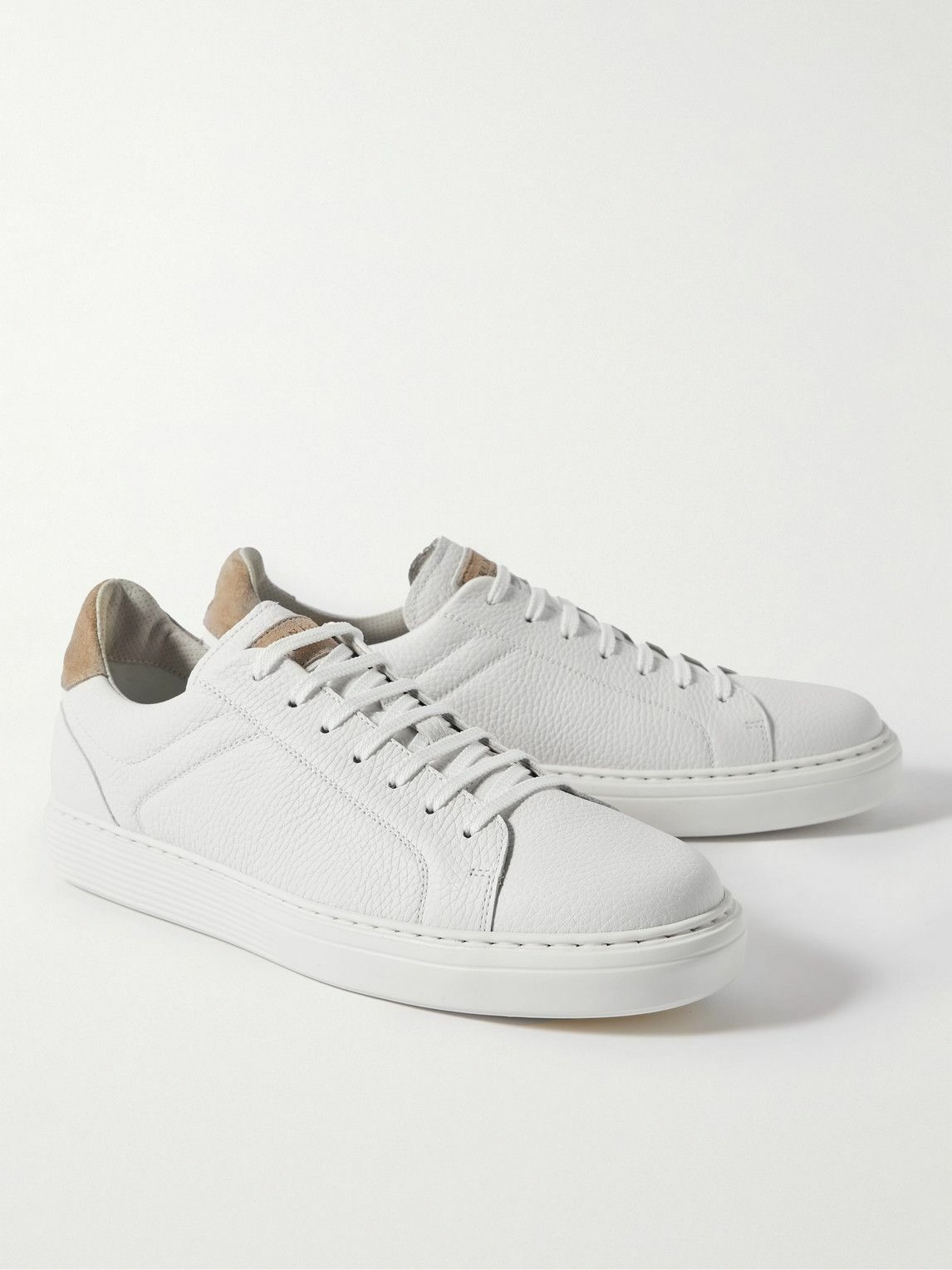 Brunello Cucinelli - Suede-Trimmed Full-Grain Leather