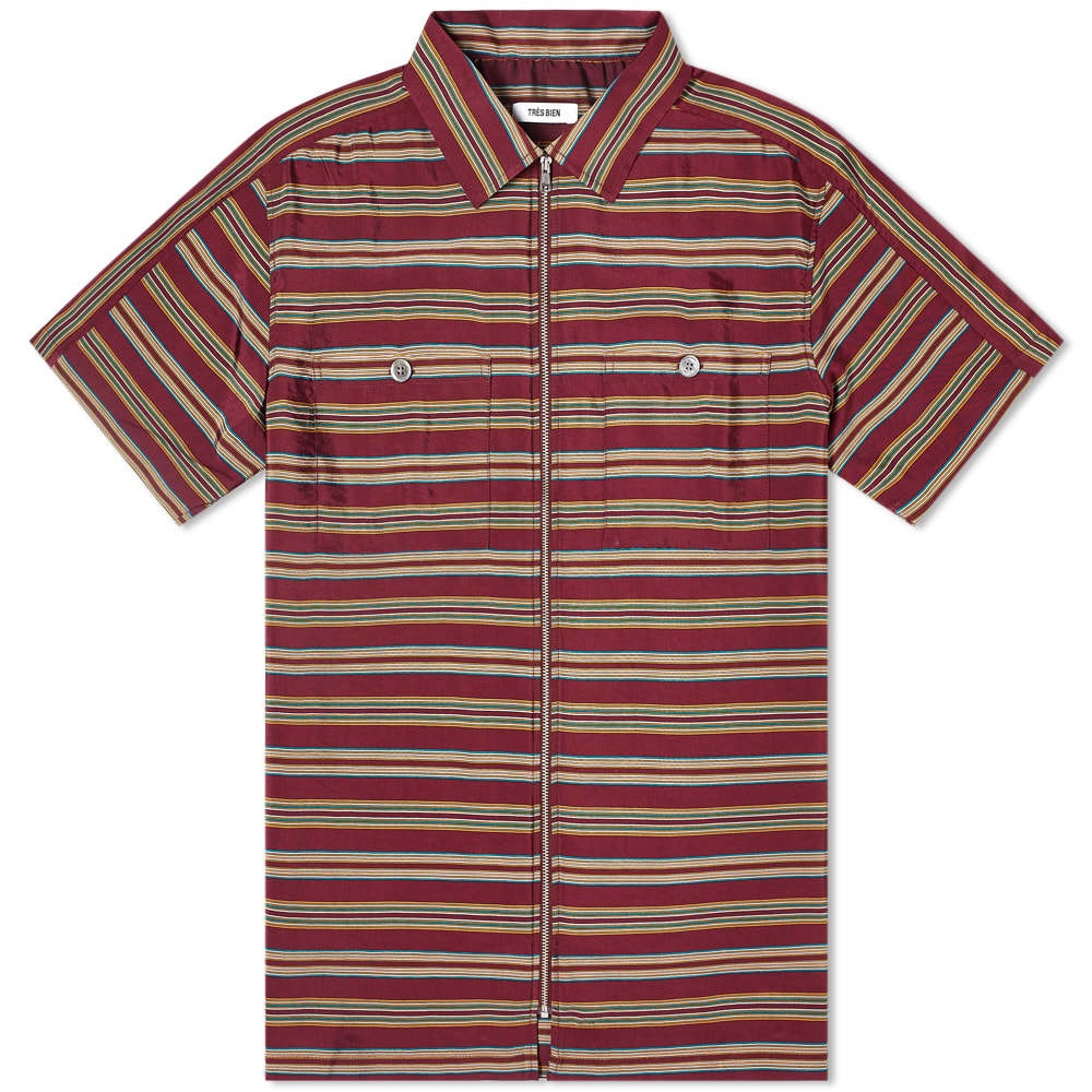 Photo: Très Bien Stripe Zip Shirt