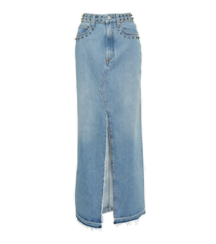 Photo: Alessandra Rich Studded denim maxi skirt