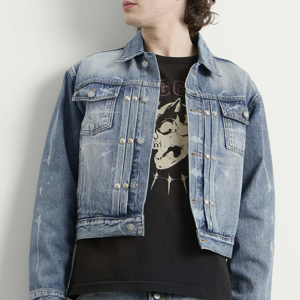 Thug Club Men's Denim Jacket in Blue