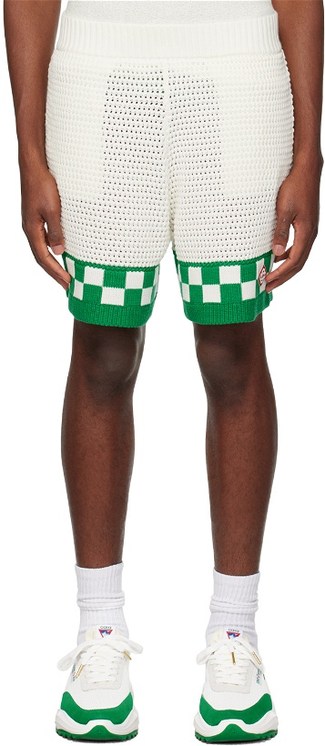 Photo: Casablanca White & Green Check Shorts