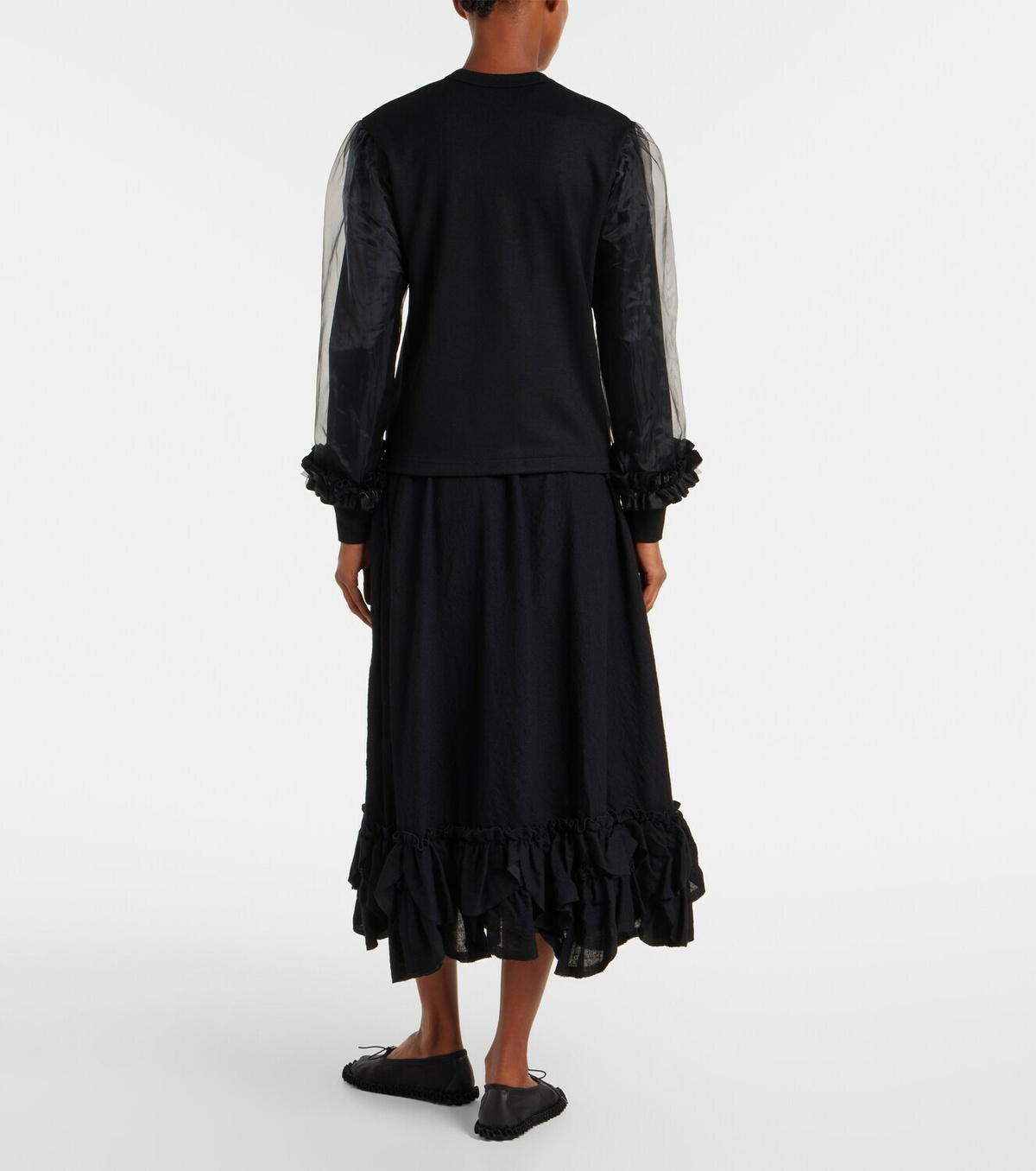 Noir Kei Ninomiya Tulle-trimmed wool sweater