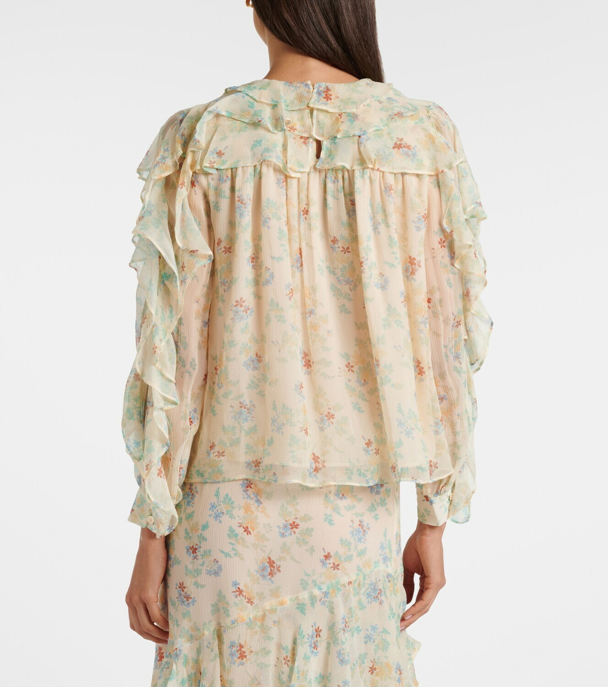 Ulla Johnson Willow ruffled floral silk blouse