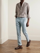 Agnona - Slim-Fit Straight-Leg Linen-Twill Trousers - Blue