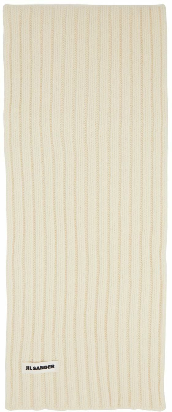 Jil Sander Beige Wool Rib Knit Scarf Jil Sander