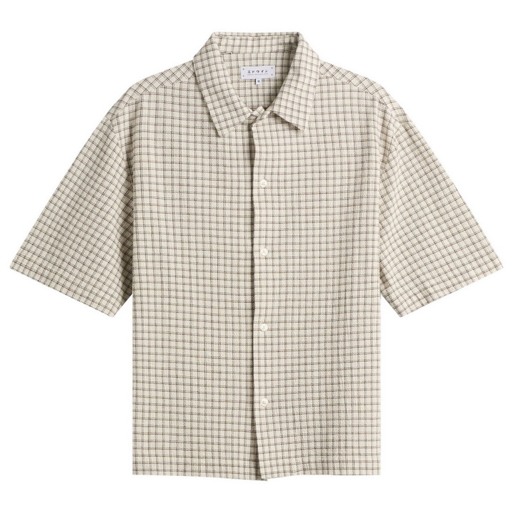 Photo: Edwin Men's Zed Shirt SS in White/Brown