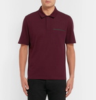 Berluti - Leather-Trimmed Cotton, Wool and Cashmere-Blend Piqué Polo Shirt - Men - Merlot