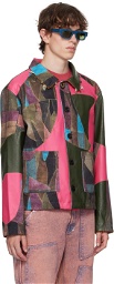 Andersson Bell Pink & Khaki Trompe L'Oeil Faux-Leather Jacket