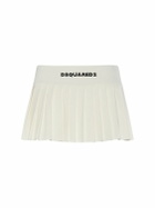 DSQUARED2 - Viscose Knit Logo Pleated Mini Skirt
