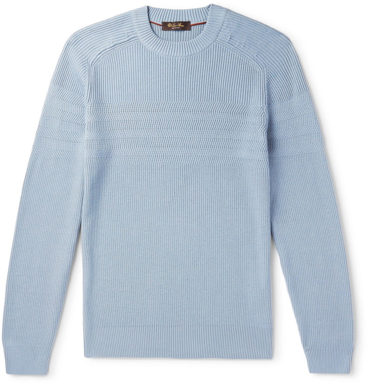 Photo: Loro Piana - Cotton and Silk-Blend Sweater - Blue