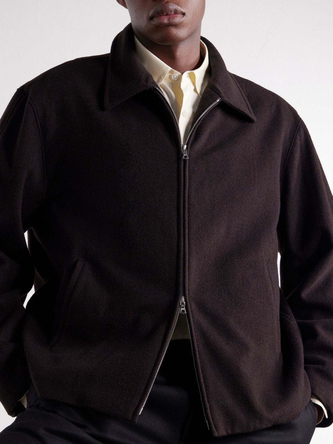 ssstein - Wool and Cashmere-Blend Felt Blouson Jacket - Brown
