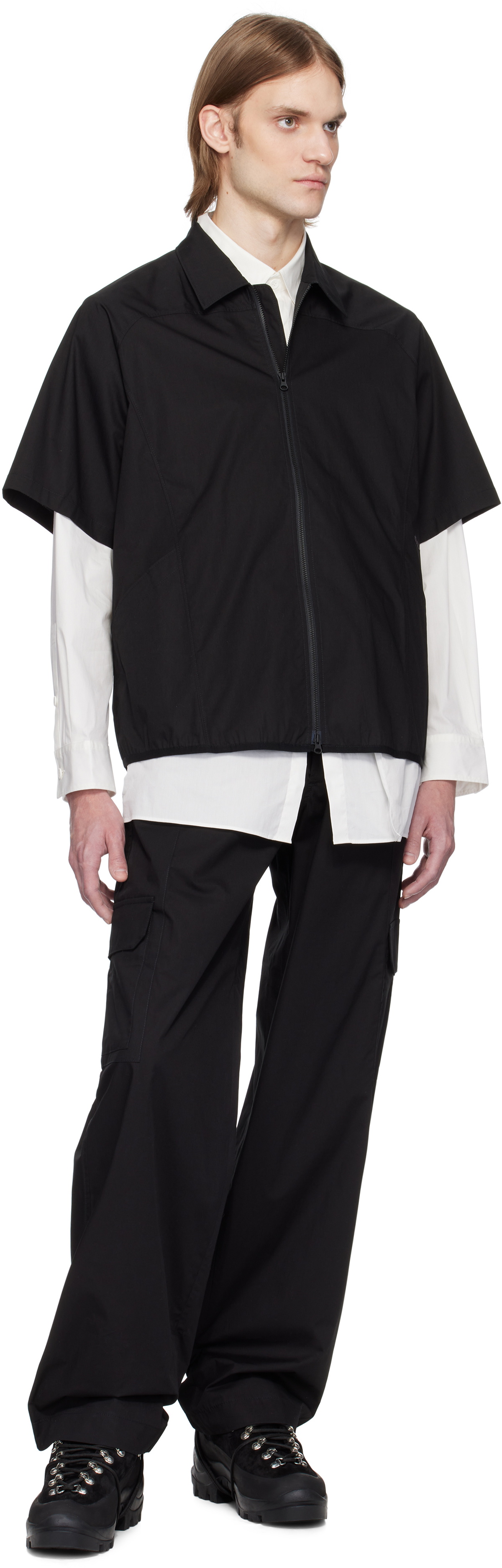 GR10K Black Poplin Cargo Pants