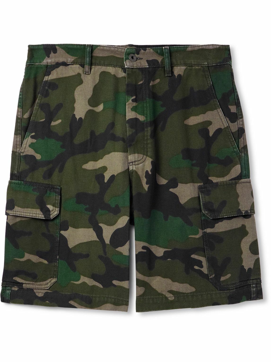 Valentino Garavani - Straight-Leg Camouflage-Print Canvas Cargo Shorts - Green