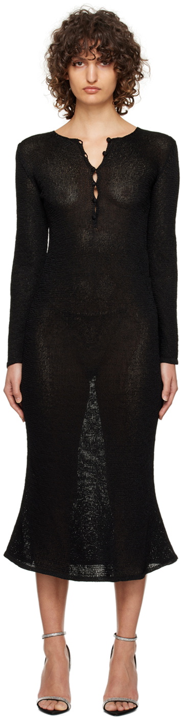 4612215 Black Shiny Maxi Dress